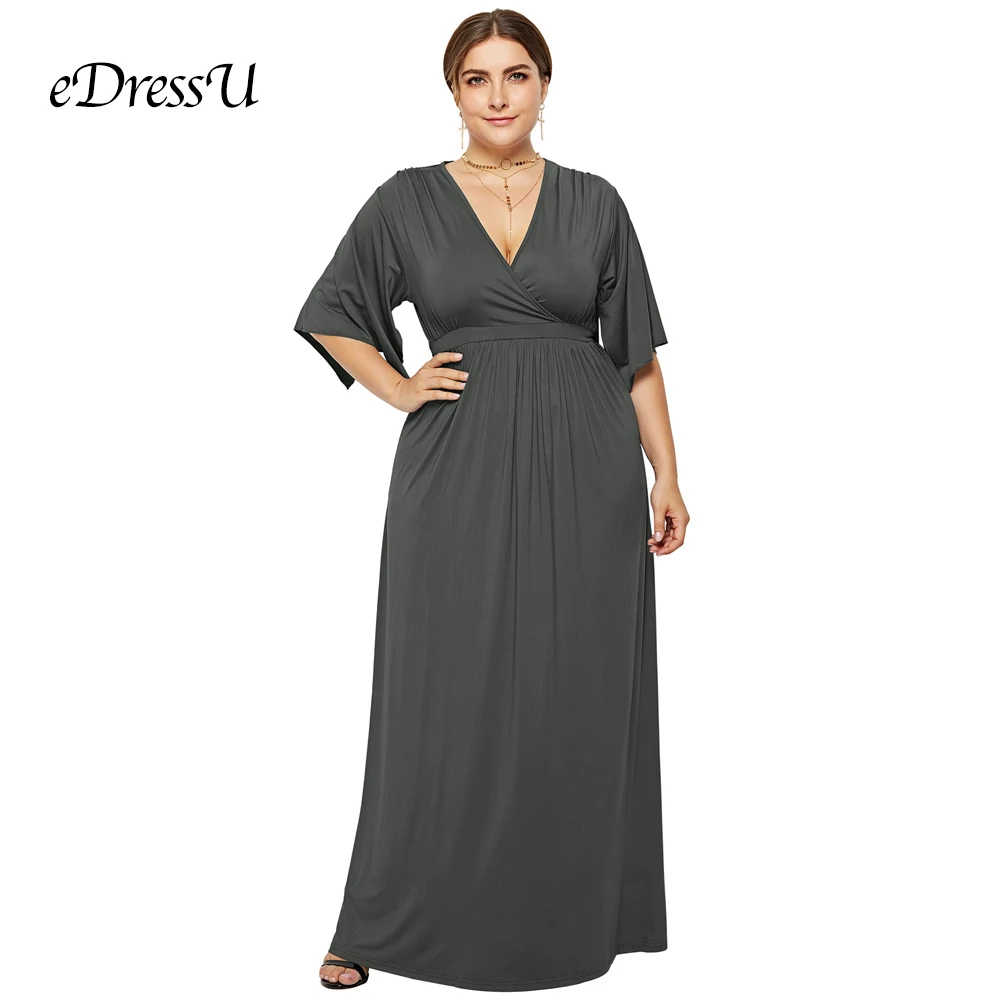 grey evening maxi dress