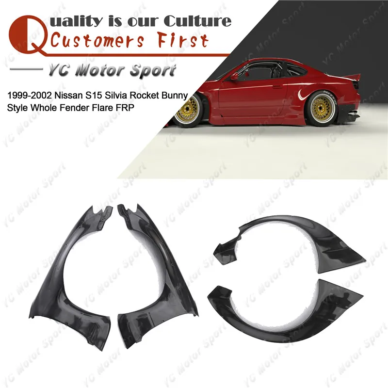 

FRP Fiber Glass Whole Fender Kit Fit For 1999-2002 S15 Silvia RB Style +50mm Front +80mm Rear Over Fender Flare Cover