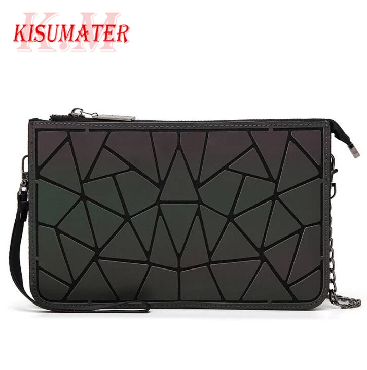 

KISUMATER New Fashion handbag women's envelope clutch Chain Shoulder bag for girls Hologram Free Shipping Luminous Bag