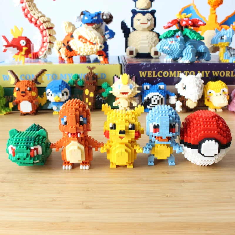 LNO аниме Pocket Monster Pikachu Koffing Psyduck Poliwhirl Meowth Mudkip Piplup Diamond Мини Строительные маленькие блоки игрушка без коробки