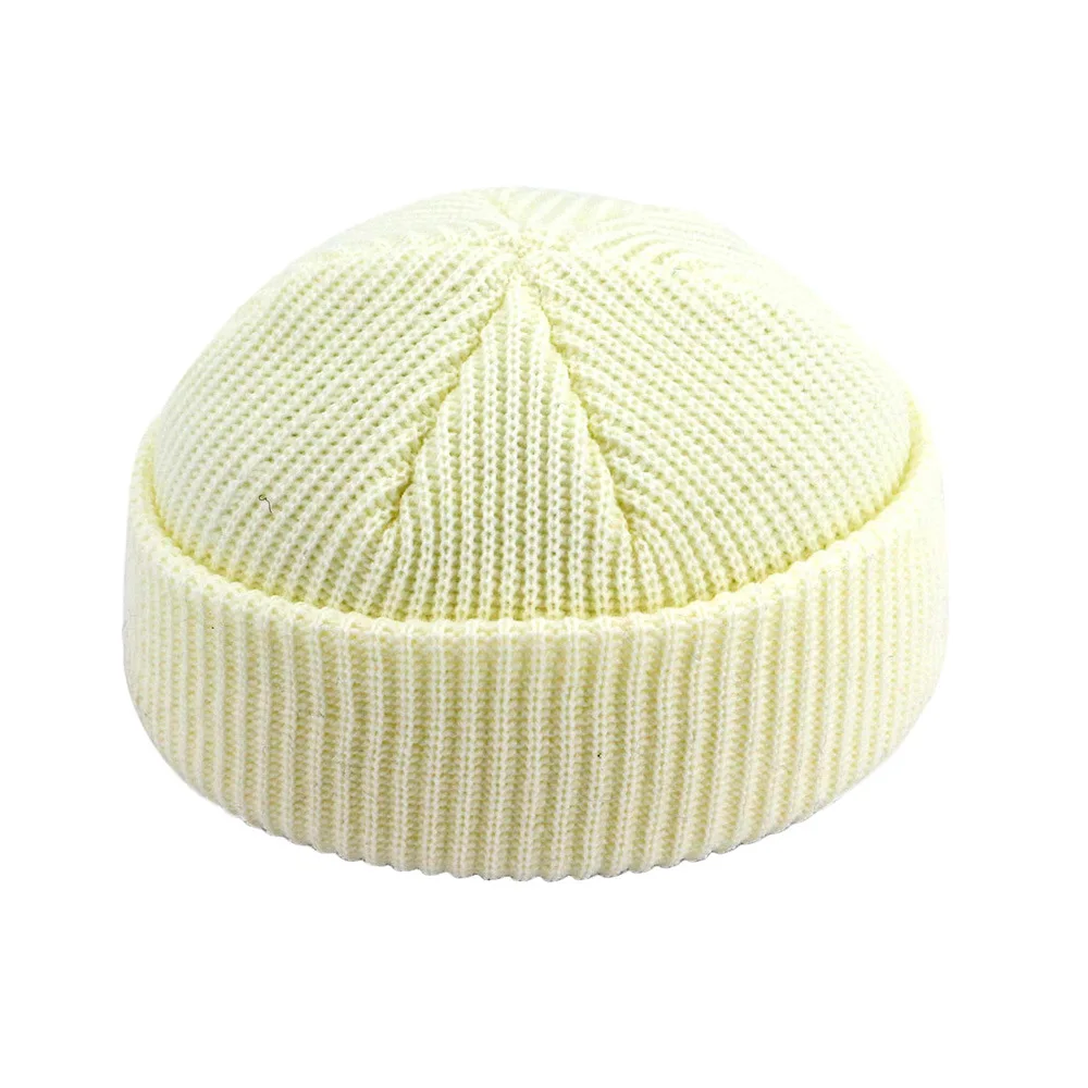 Brimless Hats Hip Hop Beanie Skullcap Street Knitted Hat Women Men Acrylic Unisex Casual Solid Pumpkin Portable Melon Cap