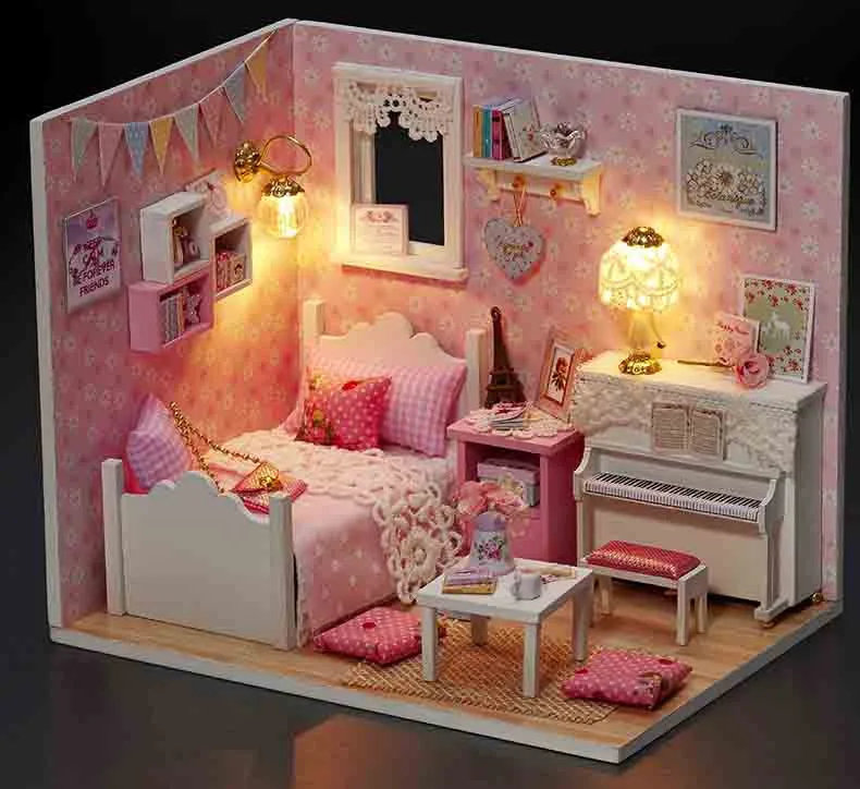 CUTEBEE muñeca casa miniatura DIY casa de muñecas con muebles де casa de Мадера juguetes para niños Regalo де Cumpleaños Z07