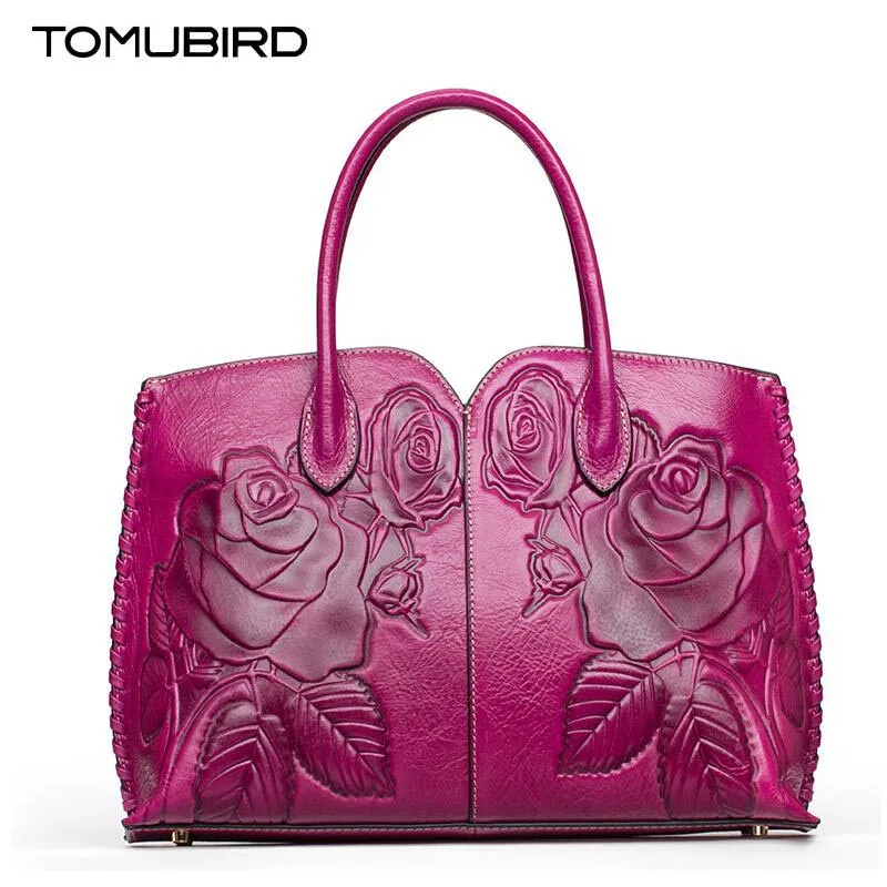 

TOMUBIRD new Superior cowhide leather Classic Ladies Crocodile Hand Embossed Tote Shoulder Handbags women Genuine Leather bag