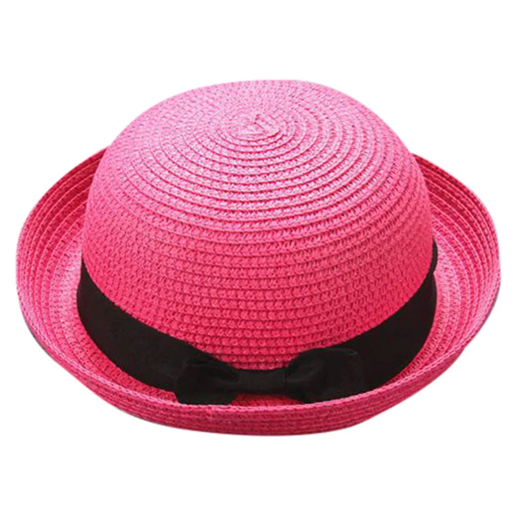 MUQGEW детская дышащая шляпа соломенная шляпа с бантом для мальчиков и девочек, шапочка для новорожденных, реквизит, Детская однотонная пляжная шапка
