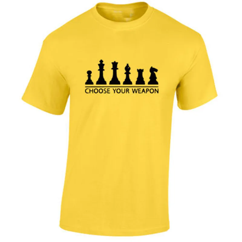 

Man's T-Shirt Choose Your Weapon Letter Printed Summer T shirt Men Funny Fashion CHESS Casual Tee Shirt Tops Summer T-F11490