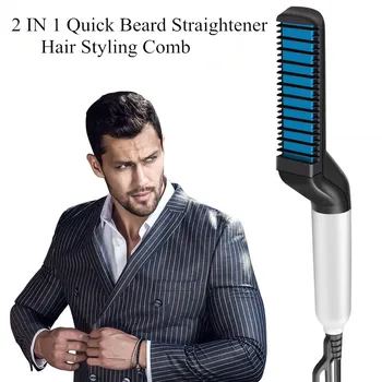 

Beard Straightener Brush Ceramic Heating Hair Straightening Brush Temperature Display Anti-scald Effective Hair Comb