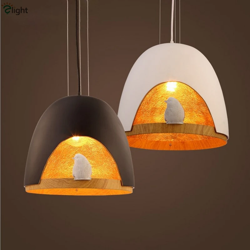 

Nordic Minimalism Painted Iron Resin Bird Cage Led Pendant Light FRP Material Gold Cord Hanging Light