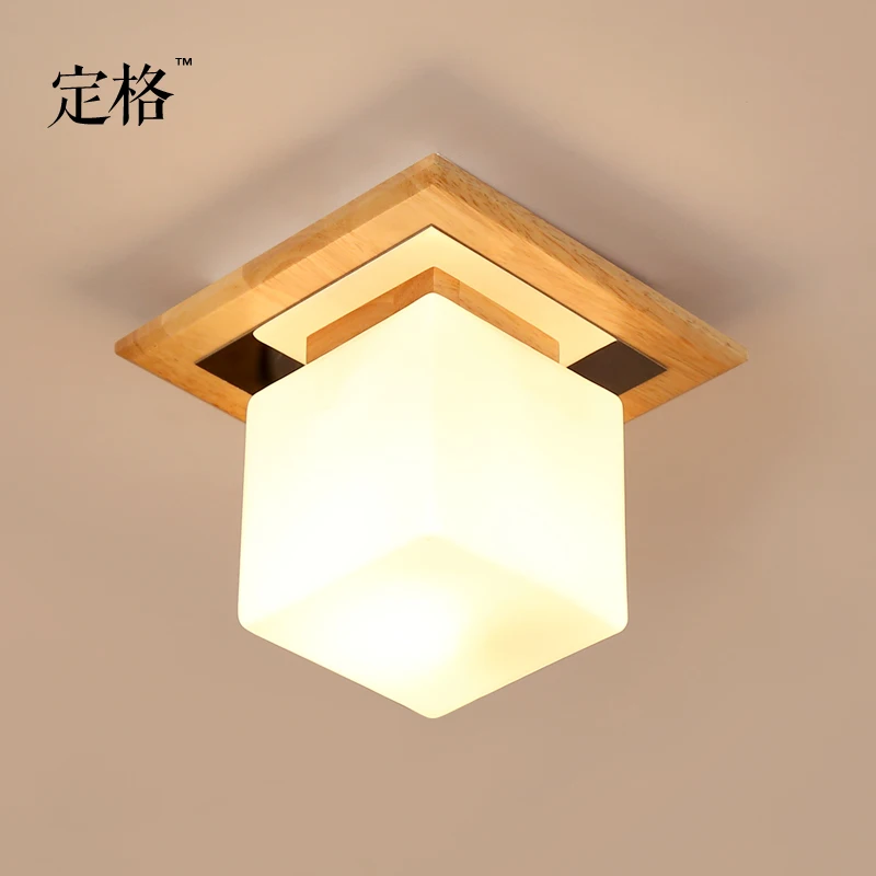 

Single head wood ceiling entrance corridor balcony bedroom loft cloakroom square log glass Japanese lights