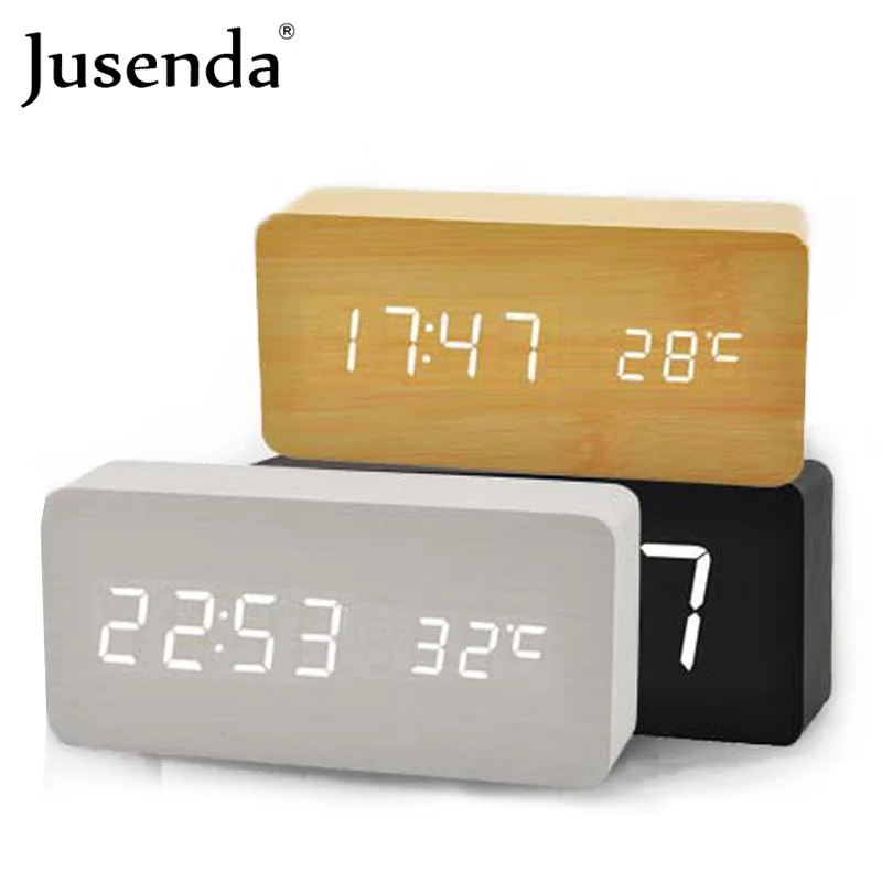 Cube Wooden Clock Control Wood Alarm Digital Led