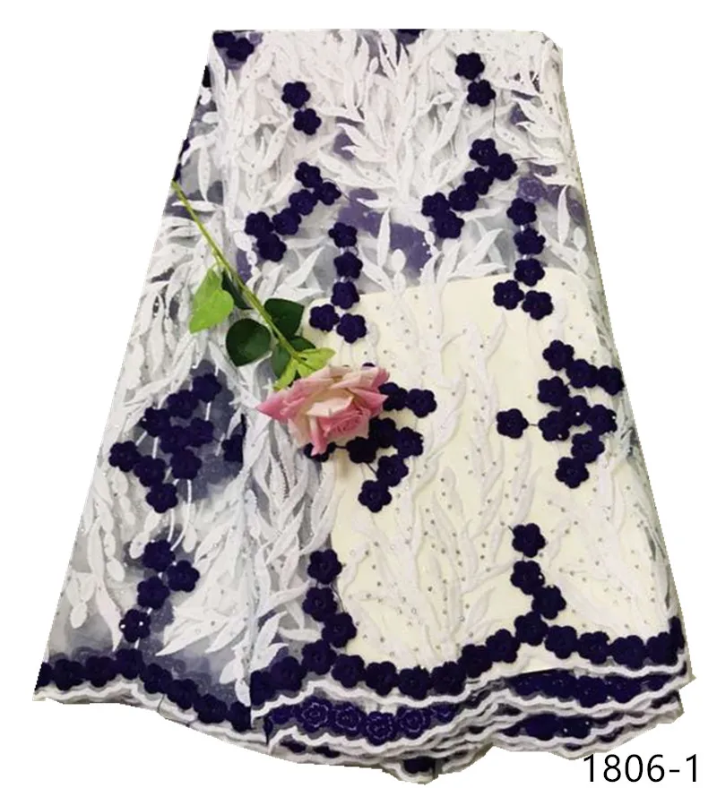

High quality French Lace Fabric Milk Silk fabrics Embroidery Net Tull Lace fabrics For Fashion Exquisite Dress 1806
