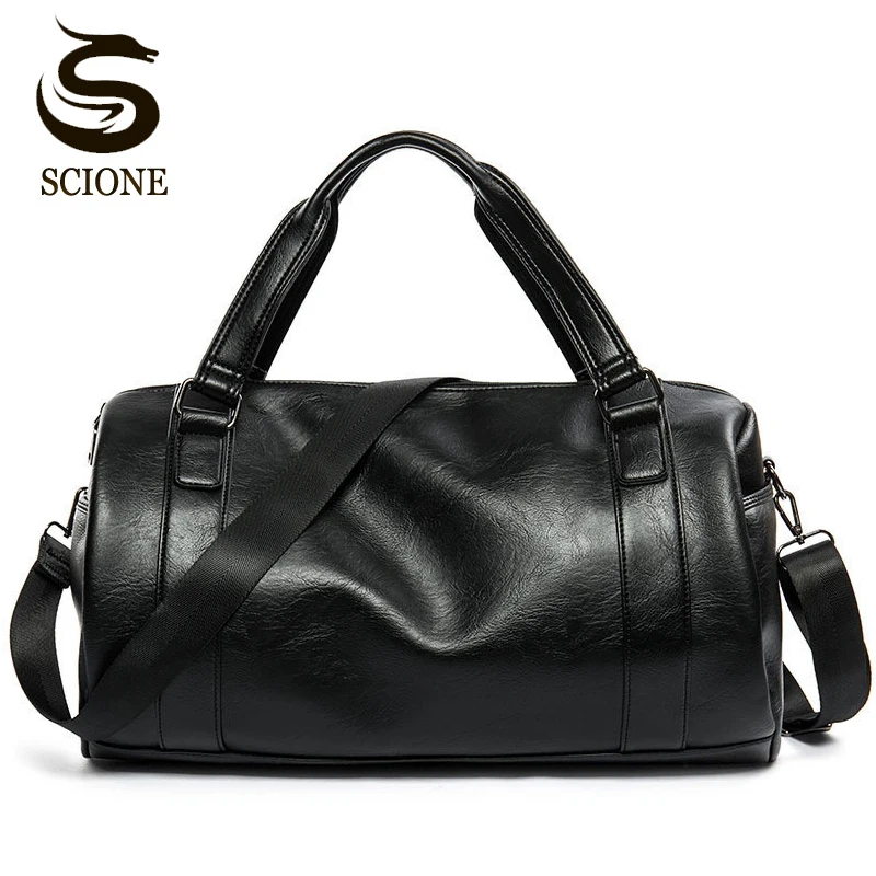 www.bagssaleusa.com : Buy New Men Travel Duffle Bag PU Leather Men&#39;s Travel Bags Black Shoulder ...