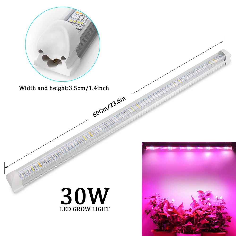 Comprar 3 unids lote 60cm 90cm 120cm T8 tubo LED Grow barra de luz de espectro completo lámpara de planta para hidropónica invernadero tienda de cultivo 30W 45W 60W