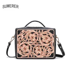 SUWERER, женская сумка из натуральной кожи, ручная работа, резная, Воловья кожа, роскошная, модная, тоут, кожаная сумка на плечо, дизайнерская, для женщин, известный бренд