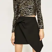 Новые черные/красные однотонные асимметричные юбки-мини-юбка с завязками на спине