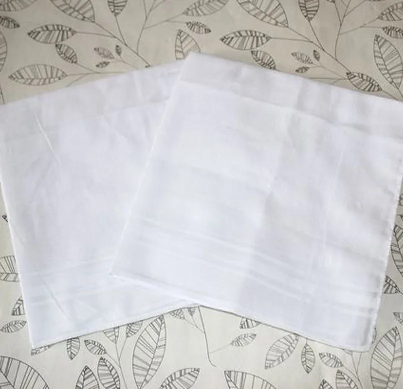 

White Thin soft Cotton Handkerchief Men Stripe Small Square kerchief 34x34 cm