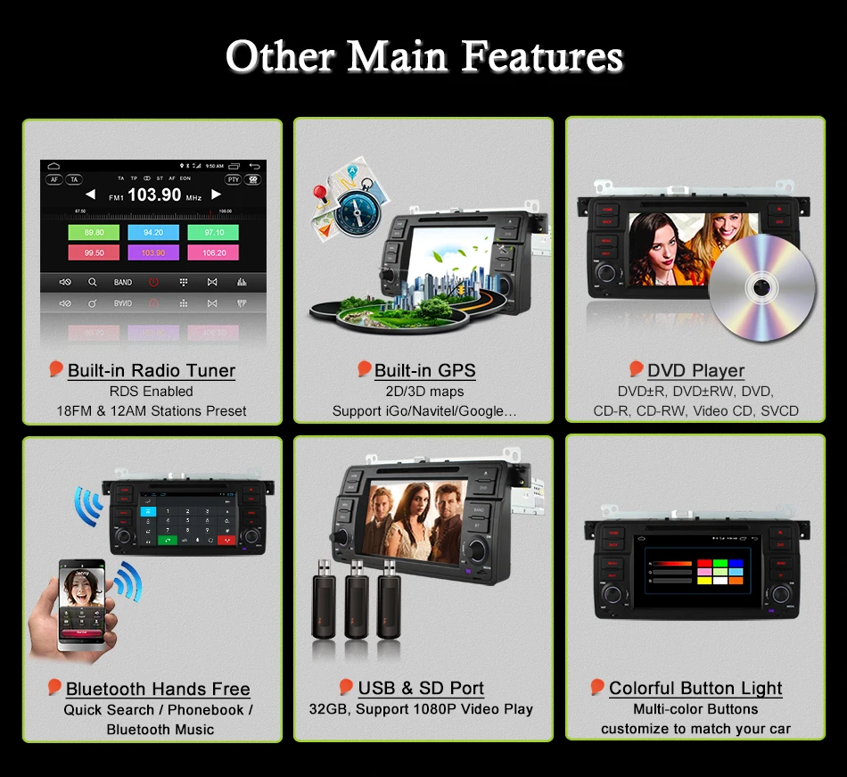 Clearance HD Android 6.0 Octa Core 2GB RAM Car DVD Player for BMW 3 Series E46 M3 1998-2006 4G WIFI Radio Stereo GPS Navigation 15