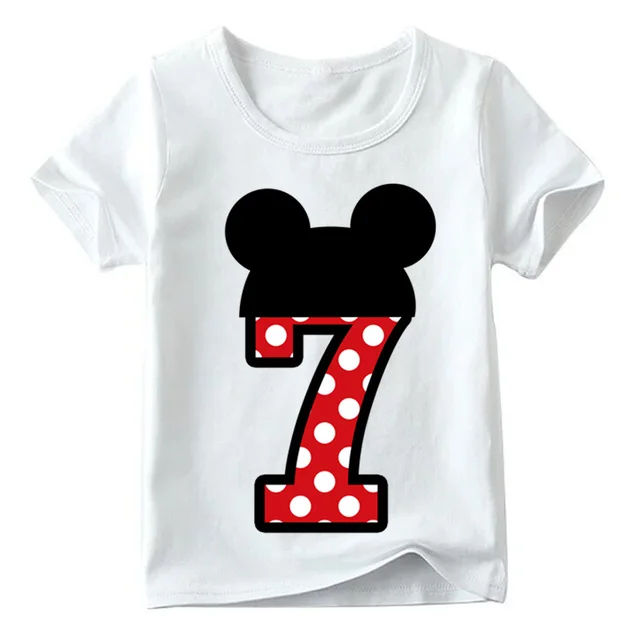 Baby Boys/Girls Happy Birthday Letter Bow Cute Print Clothes Children Funny T shirt,Kids Number 1-9 Birthday Present,ooo2416 White P
