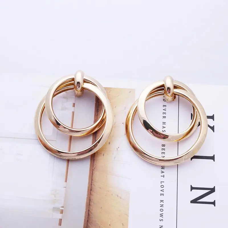 

Large Statement Earrings 2019 Hypoallergenic Stud Earrings for Women Geometric Fashion Gold Silver Color Wedding Jewelry EB289