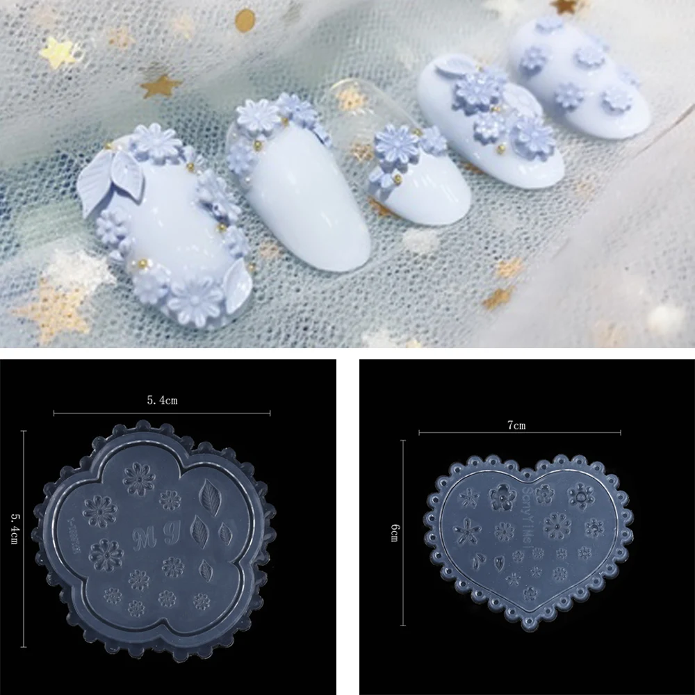 

3D Leaves Flower Daisy Pattern Nail Template Form DIY Silicone Mold for Nail Art Decoration Acrylic UV Gel Decors Manicure Tools