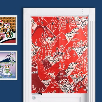 

Japanese style cloth door curtain cotton and linen classical mountain partition porch kitchen home living room decoration