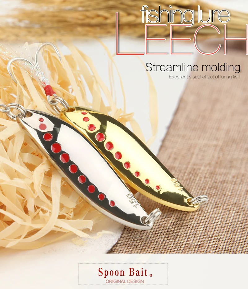 DONQL Metal Spoon Fishing Lure Hard Baits 10 15 20g Spinner Sequins Noise Paillette with Feather Treble Hook Fishing Tackle     (2)