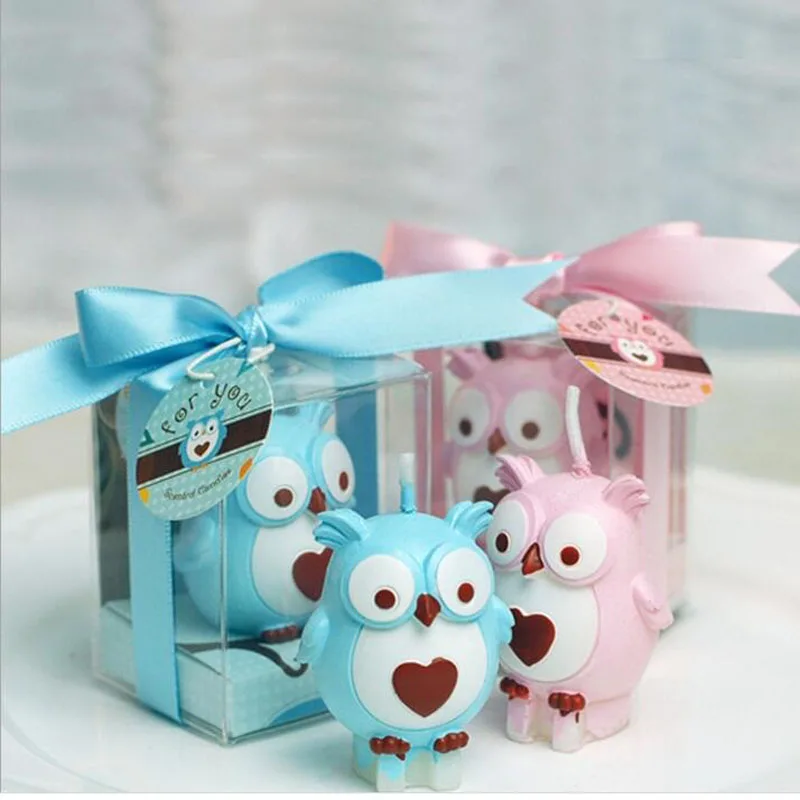 Image 100pcs lot Idea Owl Candle Smokeless Gifts Baby Shower Favors Birthday Wedding Party Gift For Guests Home Decoration ZA1224
