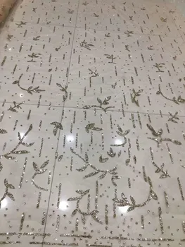 

high quality blingbling sequin glitter shining sewing lace fabric DIY women tulle lace dress designs africa wedding party dress