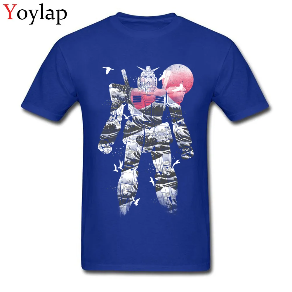 Casual Tops Tees for Men Funky Summer Fall Crew Neck 100% Cotton Short Sleeve T-Shirt Anime Wave Cool Tee-Shirt Top Quality blue