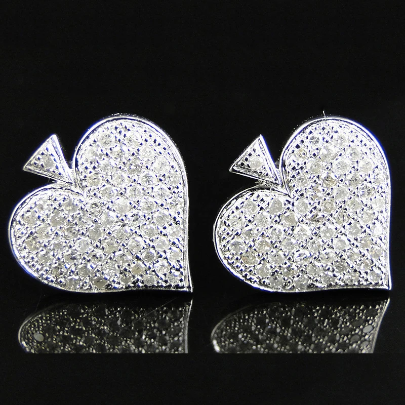 

Love Heart Stud Earrings Micro Paved Full Bling Iced Out Cubic Zircon Stud Earrings For Women Men Gifts Drop Shipping Z4M281