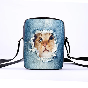 

Customized women's shoulder diagonal package 3D printed animal pattern small children's diagonal package cartoon casual canvas