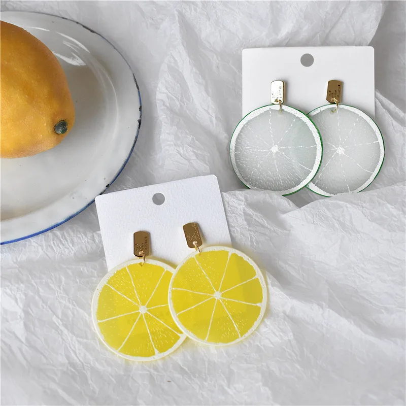 

Korea S925 Silver Needle Fruit Lemon Slice Earrings Hypoallergenic Earrings Student Earrings for Women To Send Girlfriend Gifts