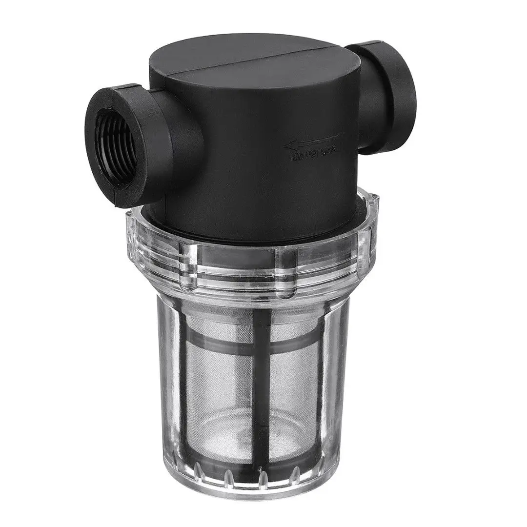 

1/2" 3/4" 1" Inline Water Pipeline Filter Mesh Strainer Water Pump Filter Garden Irrigation High Flow Durable