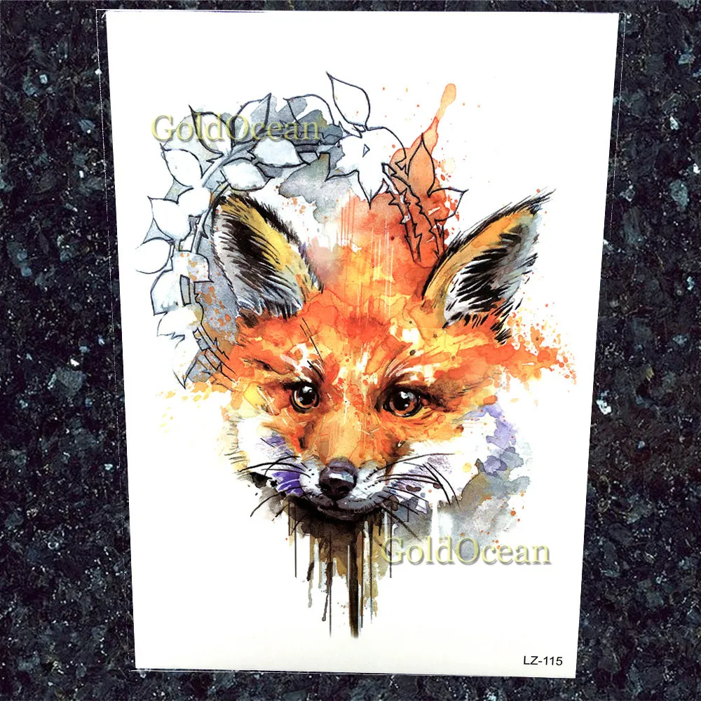 GoldOcean Flash Fox Black triangle Moose, поддельные татуировки, наклейки, водонепроницаемые, для женщин, мужчин, для талии, татуировки, временные, боди-арт, макияж, Тато
