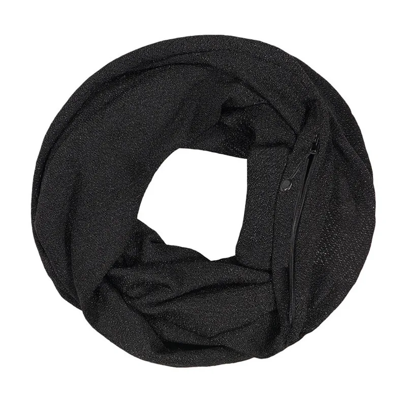 Unisex Winter Solid Wool Warm Loop Scarf Zippered Secret Pocket Shawl Ring Women Printing Scarf Bufanda de las mujeres R29 (3)
