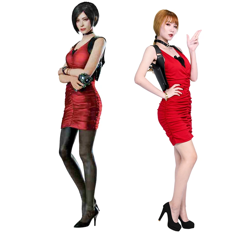 XCOSER дизайнер BioHazard RE2 ada Wong костюм красный хлопок Косплей Костюм Хэллоуин вечерние платья для леди Cosply Prop высокое качество