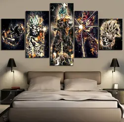 Модульная Картина на холсте 5 панель Dragon Ball анимационные изображения печать плакат домашний декор для гостиной рамки
