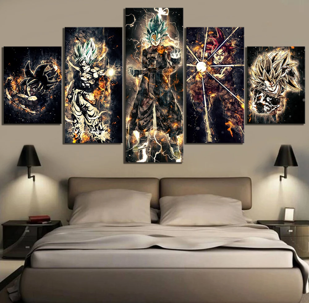 

Modular Wall Artwork Canvas Paintings 5 Panel Dragon Ball Animation Pictures Prints Poster Home Decor For Living Room Framework