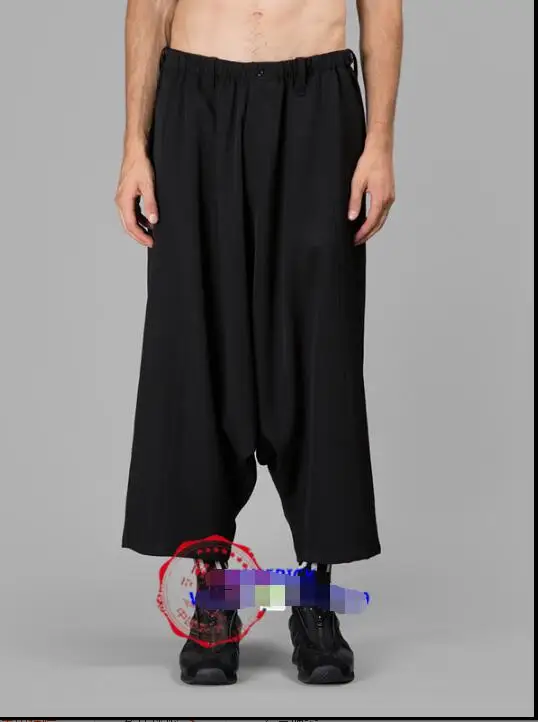 new stage catwalk eight-pants Japanese tooling personality loose low-lying samurai pants men's fashion casual wide leg pant