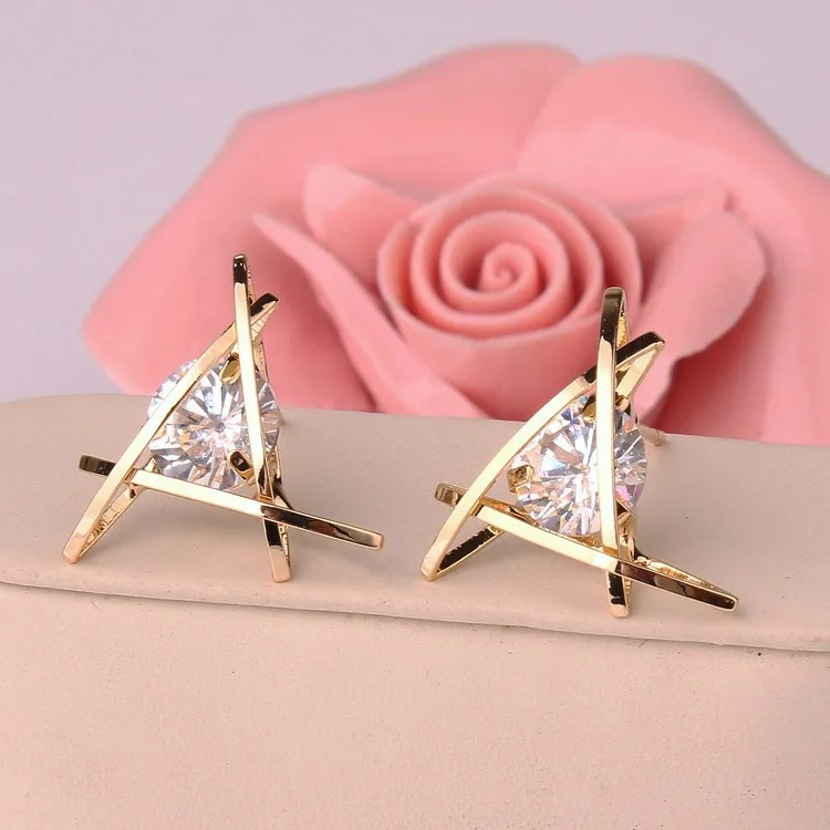 

MISANANRYNE 2017 Hot Square Stud Earrings for women Gold Color CZ Fine Jewelry AAA zircon Earring Wedding brincos