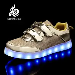 STRONGSHEN Новый 25-37 Размеры USB Led детская обувь с подсветкой Детские светящиеся кроссовки детские светящиеся обуви enfant для мальчиков