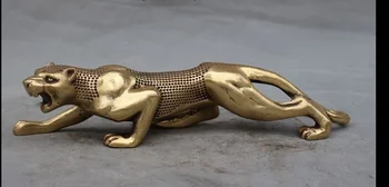 

zhmui88002398<<+10"China Fengshui Brass Feral Ferocious Leopard Panther cheetah Animal Statue