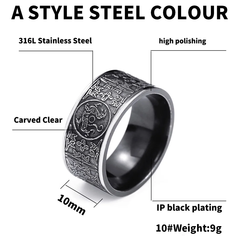 Байер 316L нержавеющая сталь Игра престолов Четыре семьи Высокое качество для мужчин Личность Винтаж модное кольцо ювелирные изделия LR376 - Цвет основного камня: A STYLE-STEEL