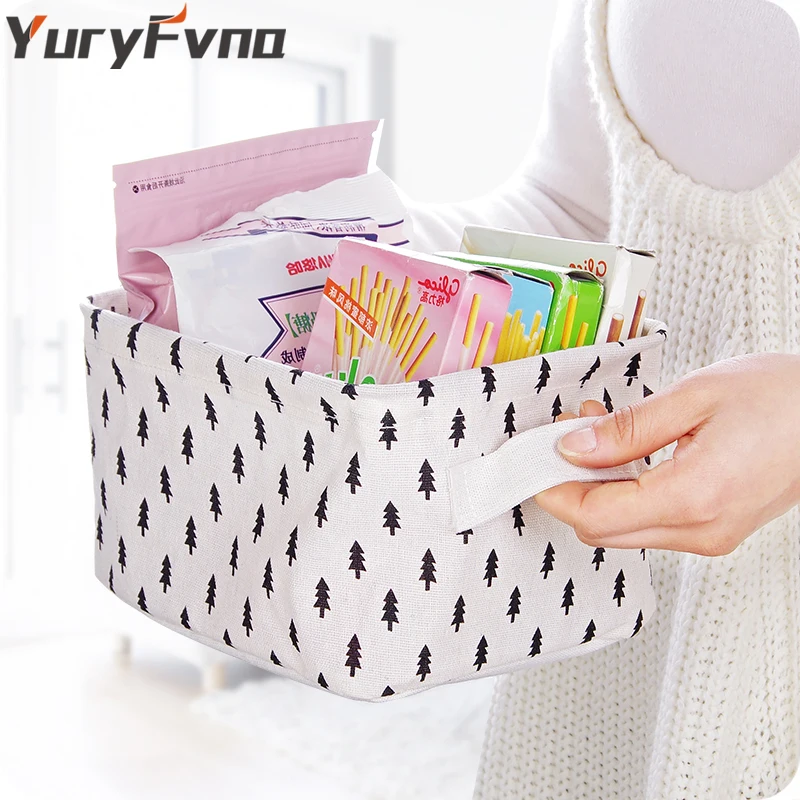 YuryFvna طوي الكتان سلة التخزين أشتات النسيج علب تخزين منظم حقيبة ل الحضانة ماكياج كتاب الطفل لعبة التجميل