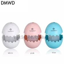 DMWD mini car charger household baby room humidifier,colorful night light,cute egg shape in white pink blue
