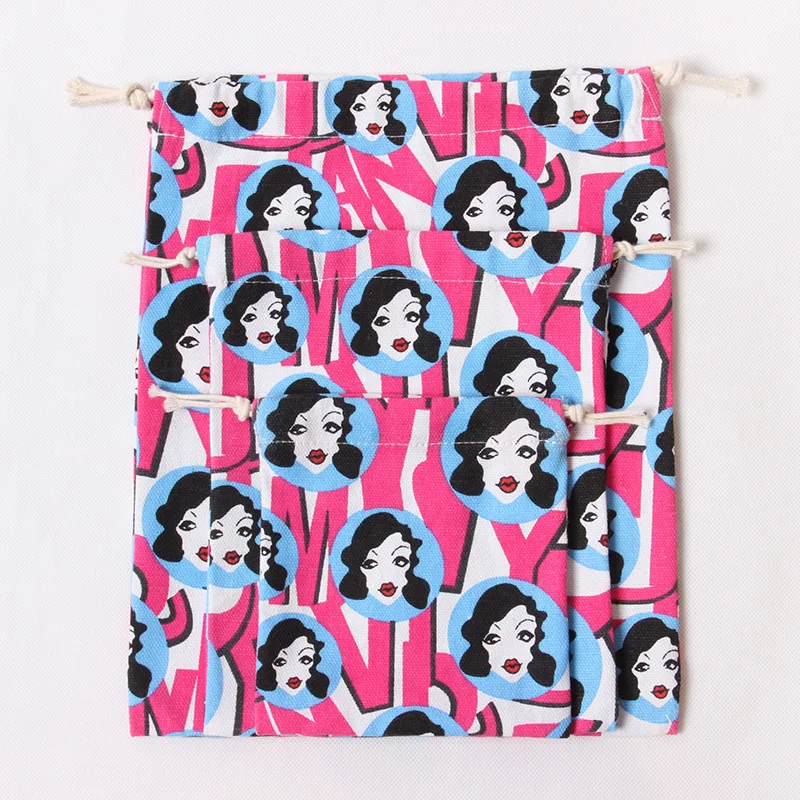LKQBBSZ 3 قطعة/المجموعة الحلوى حقائب للهدايا للأطفال حقائب برباط قطني مونرو المطبوعة صغيرة هدية تخزين أكياس