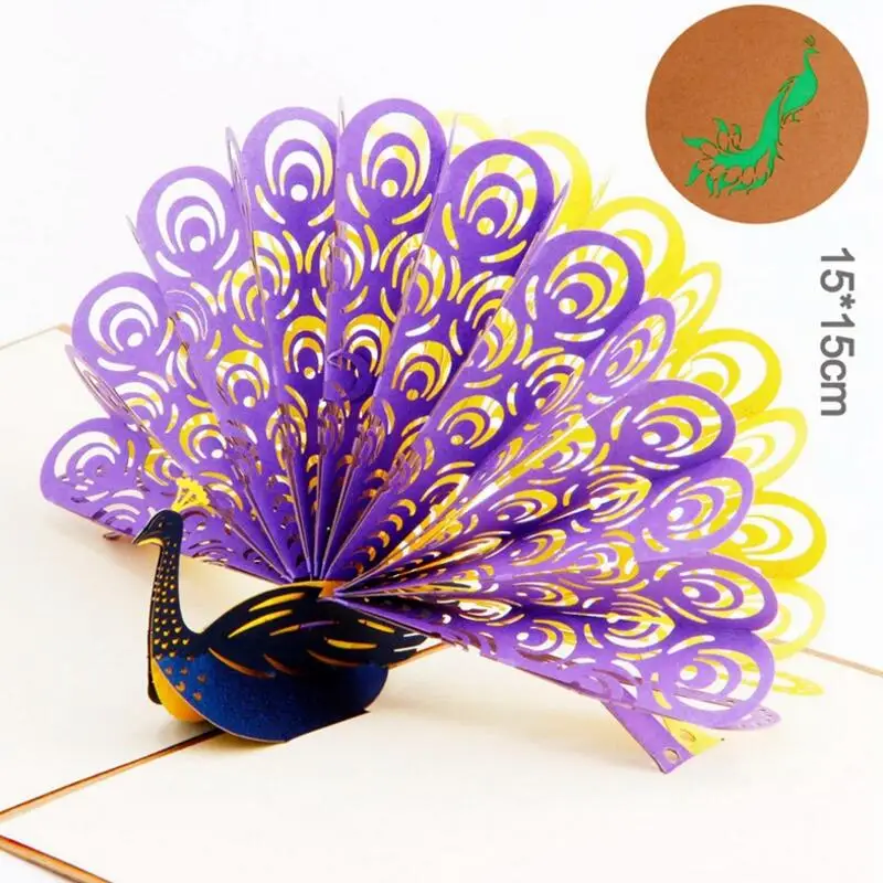 White Peacock 3D Pop Up Greeting Card Birthday Easter Anniversary Mother's Day 