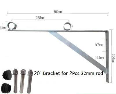 2 шт.(1 пара)/лот настенное крепление из Нержавеющей Стали Угловой складной кронштейн поддержка для подвешивания 25 мм " 32 мм 1-1/4" труба трубы Displayi - Цвет: 20in 32mm Double