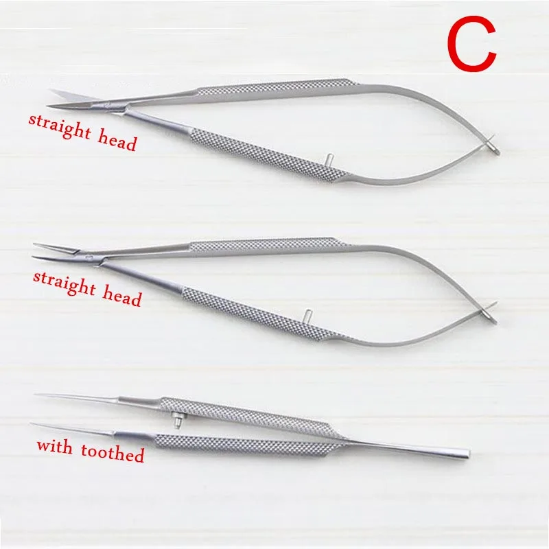 3pcs/set equipment 12cm ophthalmic microsurgical instruments Needle Holder Micro scissors Tweezers hand surgery 4