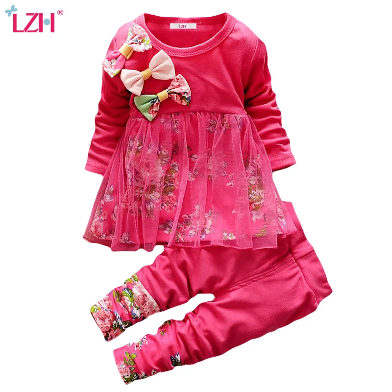 

LZH Children Clothes 2017 Autumn Winter Kids Girls Clothes Set Floral T-shirt+Pants 2pcs Outfits Girls Sport Suit Girls Clothing