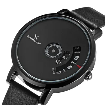 

New Men Gift V6 Brief Design Gentleman Waterproof Creative Upside Down Hand Unique Design For Young Fashion Quartz Watches